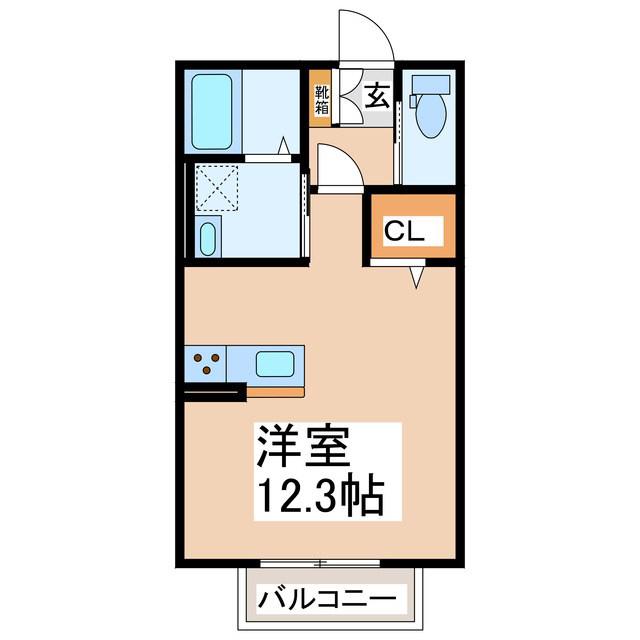 シャン・カマラードF棟(ワンルーム/1階)の間取り写真