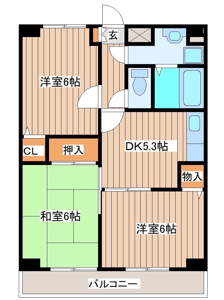 サンビレッジ(3DK/2階)の間取り写真