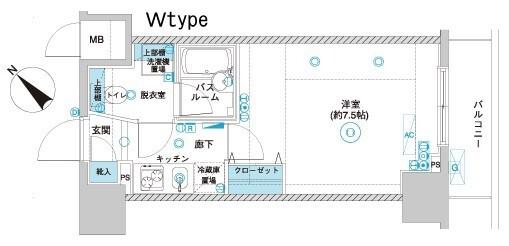 フェニックス横濱BAYGAIA(1K/4階)の間取り写真