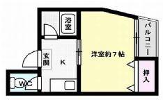 アバンセ箱崎(1K/2階)の間取り写真