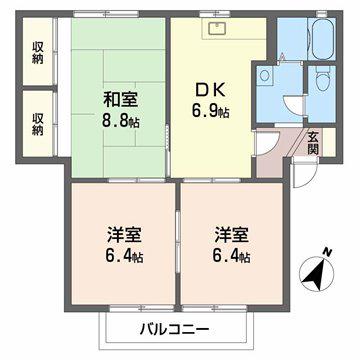 ハイマート・白石C(3DK/2階)の間取り写真