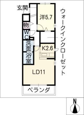 LA RINASCENTE(1LDK/3階)の間取り写真