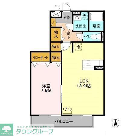 コリーヌ・ドゥ(1LDK/3階)の間取り写真