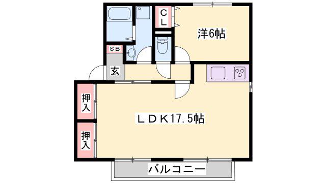 サンリジェール B棟(2LDK/2階)の間取り写真