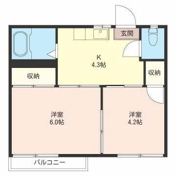 メゾンド杉(2K/2階)の間取り写真