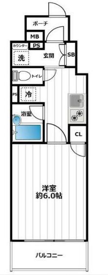 ロワールノイ王子(1K/1階)の間取り写真