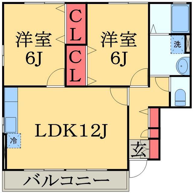 アンソレイエ(2LDK/1階)の間取り写真