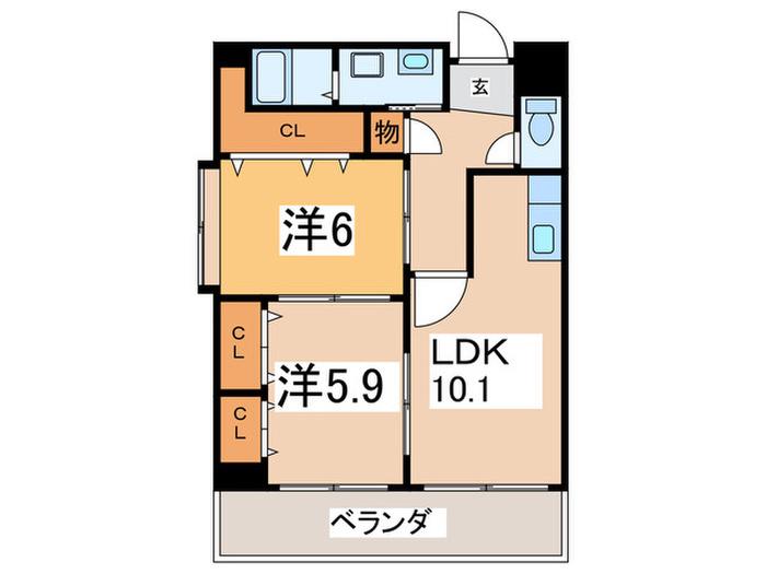 ルミナール南堀江(2LDK/10階)の間取り写真