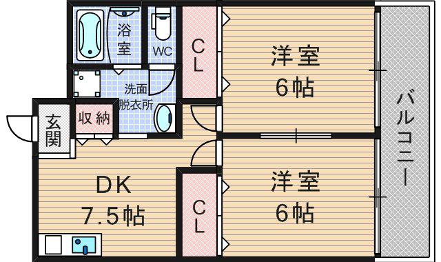 シティーライフ有萬(2DK/10階)の間取り写真