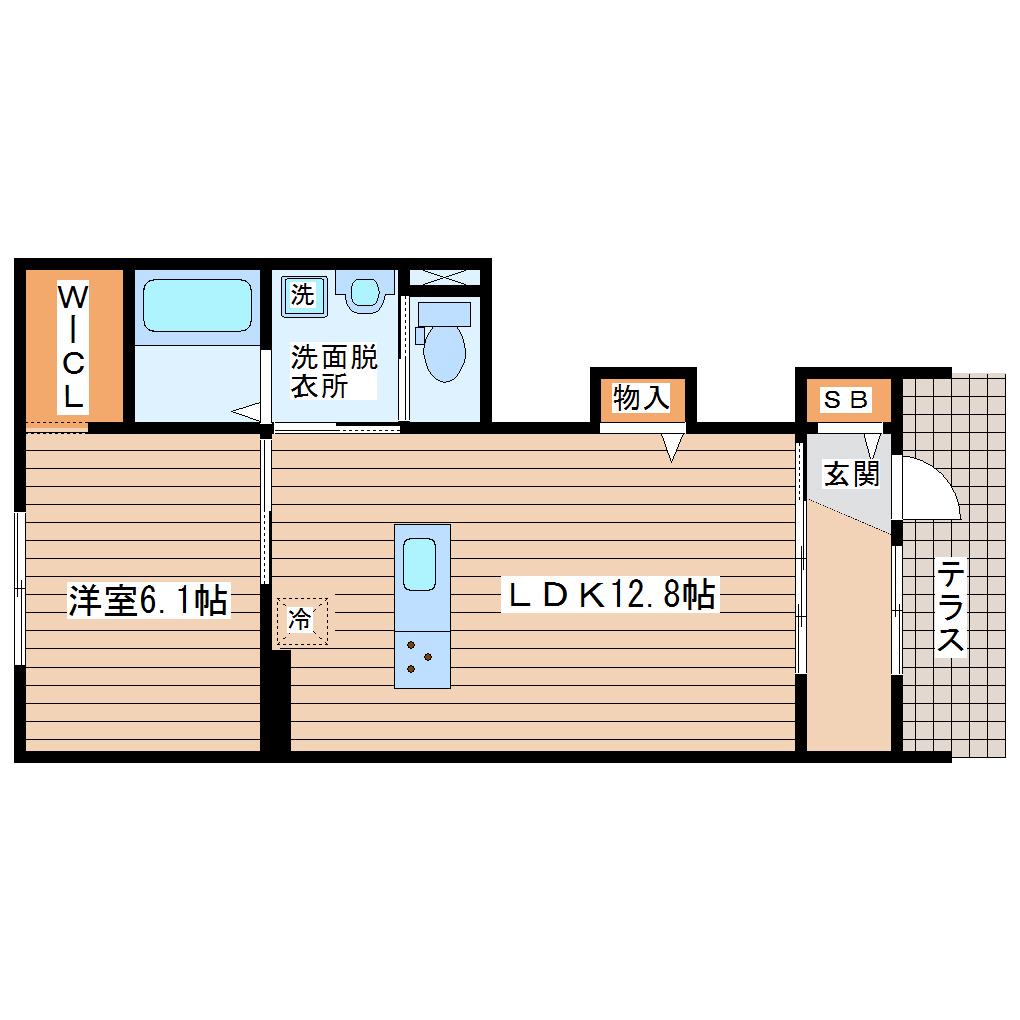 コンフォーティアII(1LDK/1階)の間取り写真