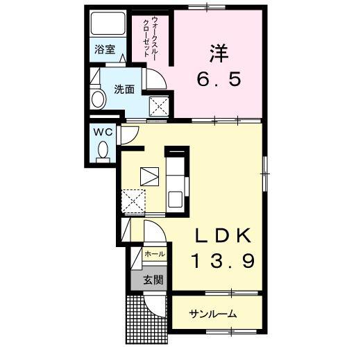 クラールV(1LDK/1階)の間取り写真
