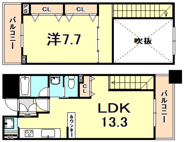 アーバネックス神戸駅前(1LDK/12階)の間取り写真