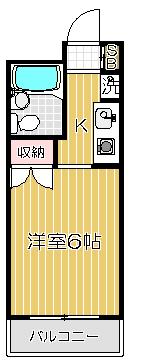 スカイコート戸越銀座(ワンルーム/6階)の間取り写真