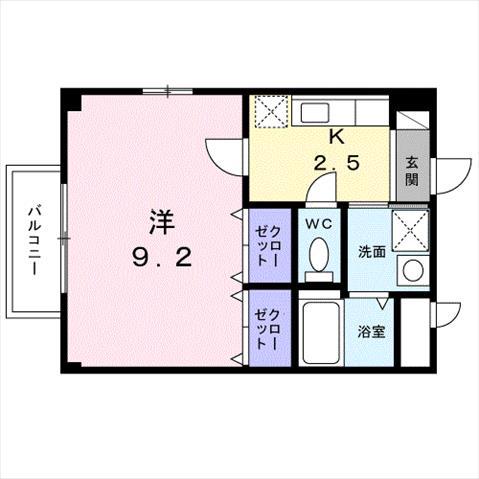 ドリームベル(1K/2階)の間取り写真