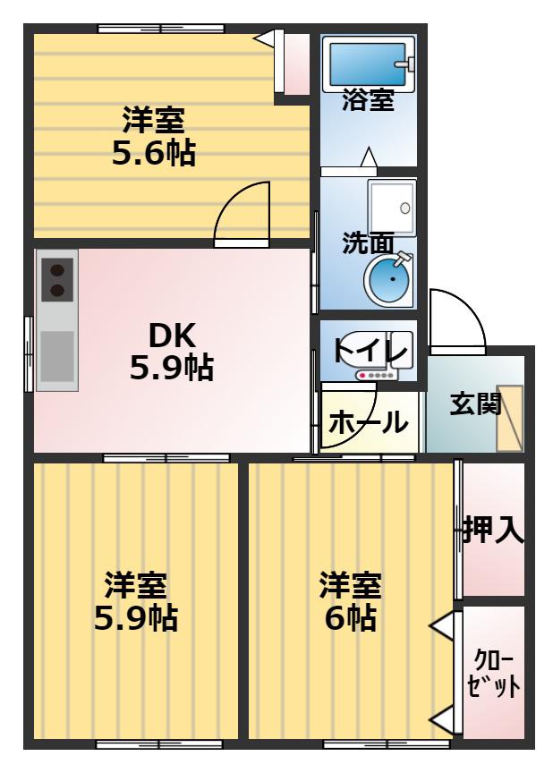 フォーレス21(3DK/1階)の間取り写真