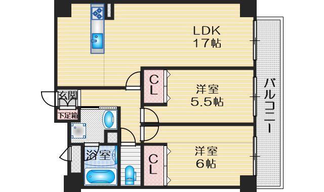 GRAN VERDE江坂(2LDK/4階)の間取り写真