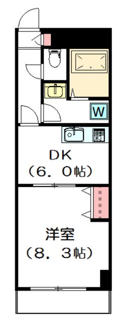フレア武蔵野(1DK/2階)の間取り写真