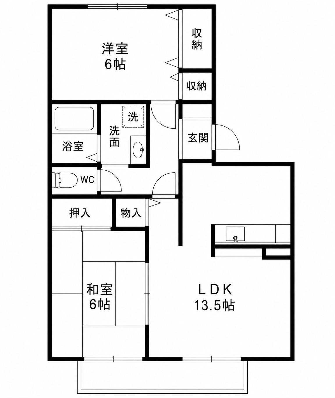 フレマリール桜ヶ丘B(2LDK/1階)の間取り写真