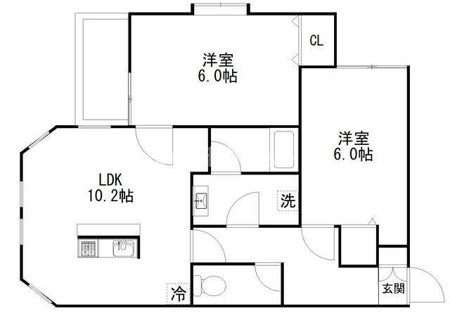 スリール(2LDK/1階)の間取り写真