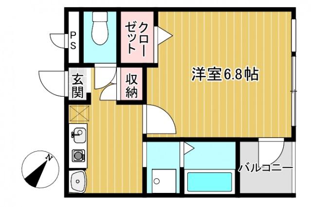 ブルーキャッツあざみ野(1K/4階)の間取り写真