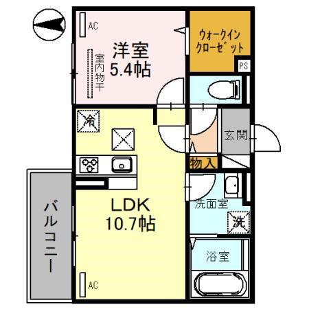 アトラエンテ御崎公園(1LDK/3階)の間取り写真