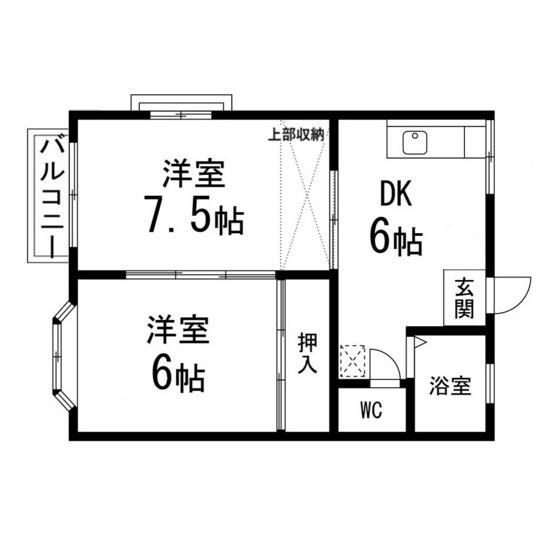 パレドールハイツ(2DK/2階)の間取り写真