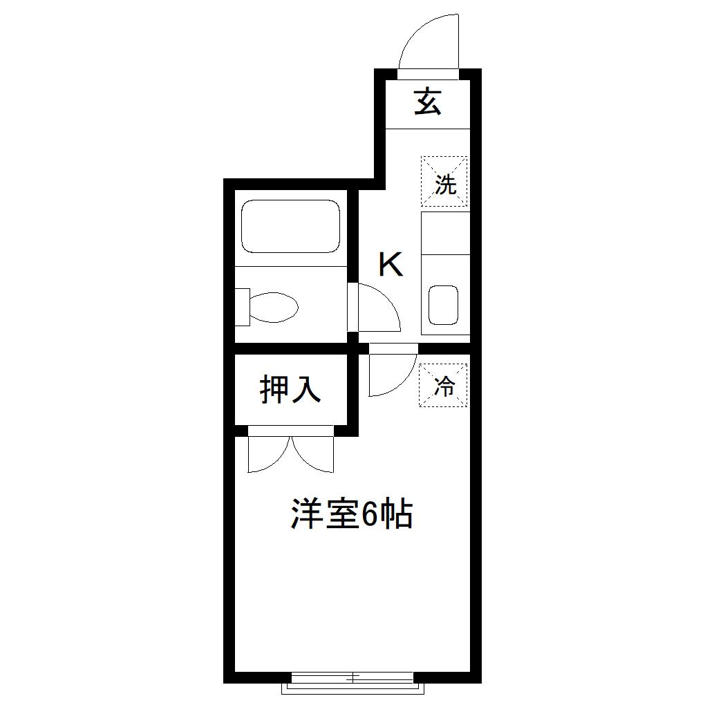 リリス連坊(1K/2階)の間取り写真