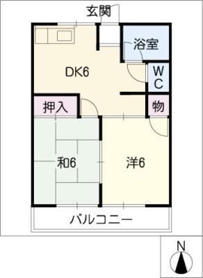 シティハイムノノガワ(2DK/1階)の間取り写真