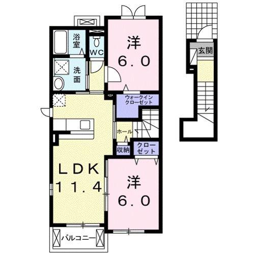 サンリット石部II(2LDK/2階)の間取り写真