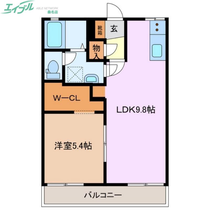 オーズメゾーナカヤマA棟(1LDK/2階)の間取り写真