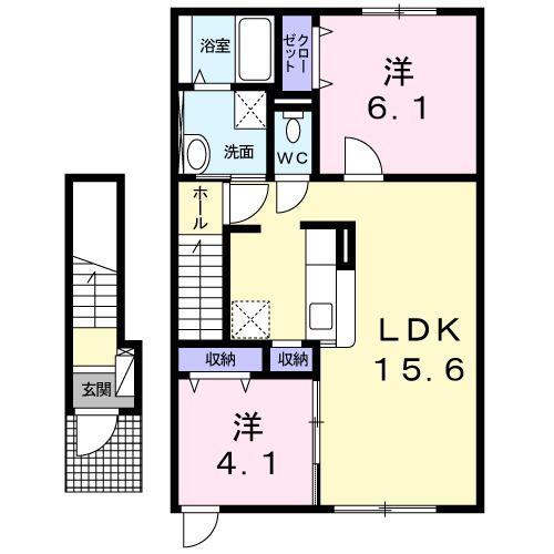 モンレーヴ豊岡(2LDK/2階)の間取り写真