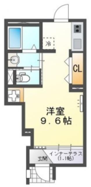パーシモン(ワンルーム/1階)の間取り写真
