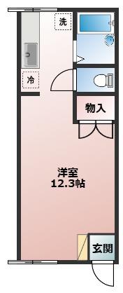 セシカII(ワンルーム/1階)の間取り写真