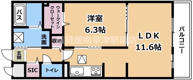 ノルド フィウーメ(1LDK/1階)の間取り写真