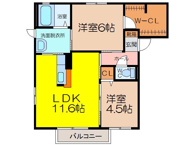 グリーンヒルズ兵庫(2LDK/2階)の間取り写真