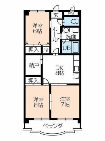 フリーダムコート弐番館(3SDK/1階)の間取り写真