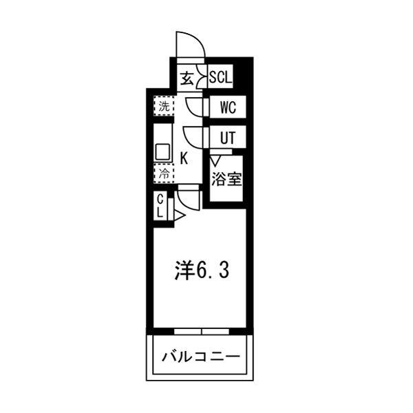 ファステートヒガシオオサカアダマス(1K/2階)の間取り写真