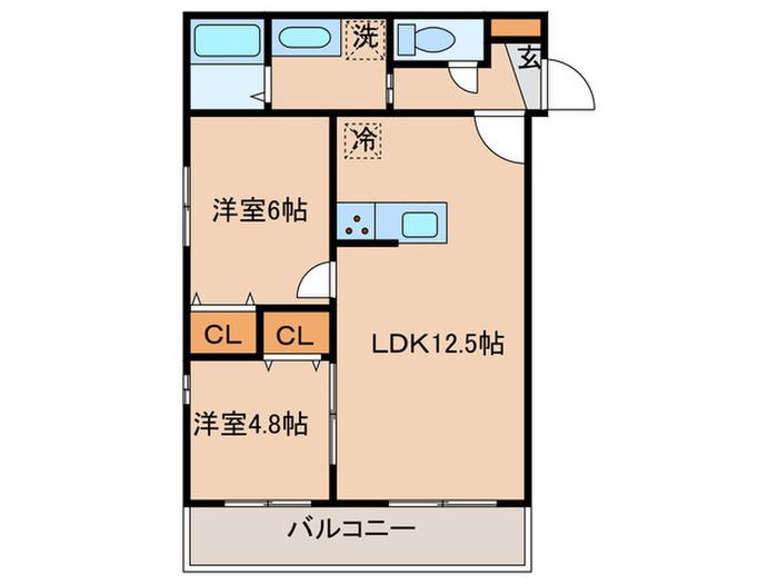 ハイツユングラン(2LDK/2階)の間取り写真