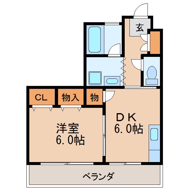 マルイチビル(1DK/6階)の間取り写真