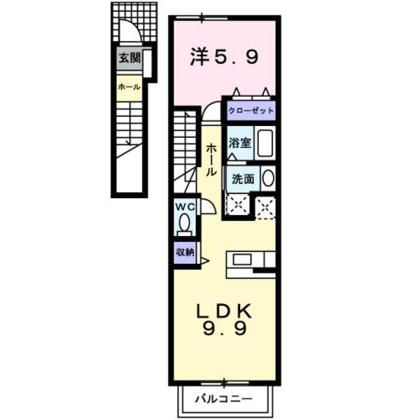 トップラインA(1LDK/2階)の間取り写真