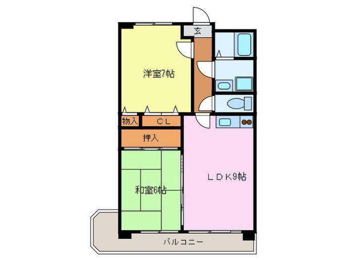 レミュー和泉(2LDK/7階)の間取り写真