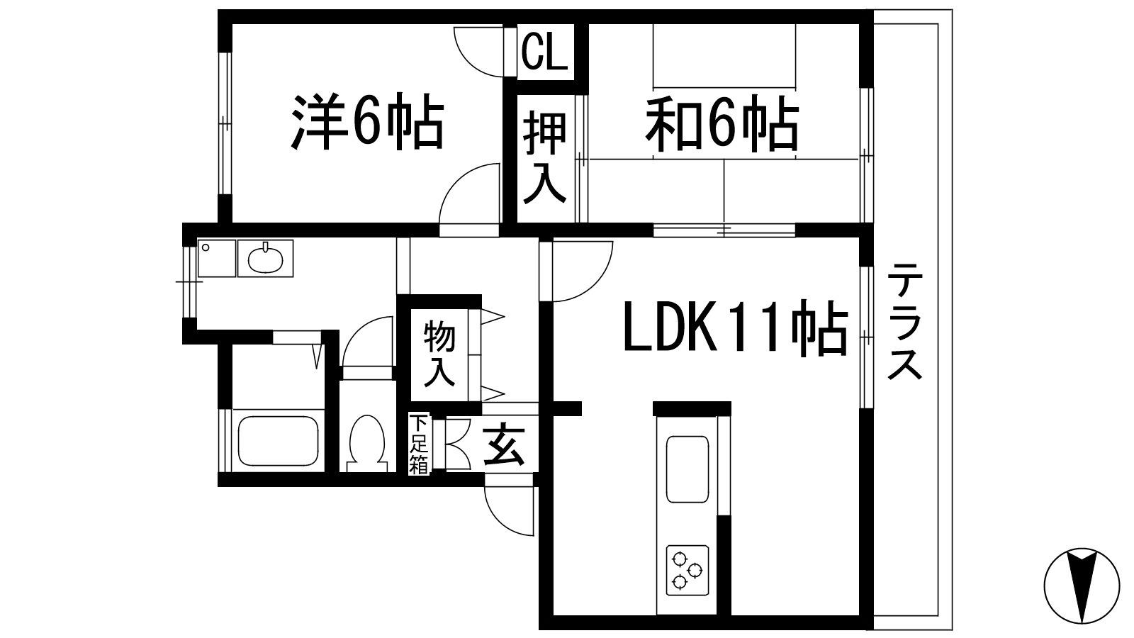ヴェルジュコート(2LDK/1階)の間取り写真