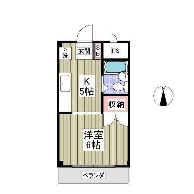 クーノス北坂戸(1K/1階)の間取り写真