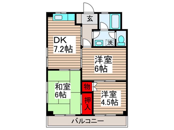メゾン ミネ(3DK/2階)の間取り写真