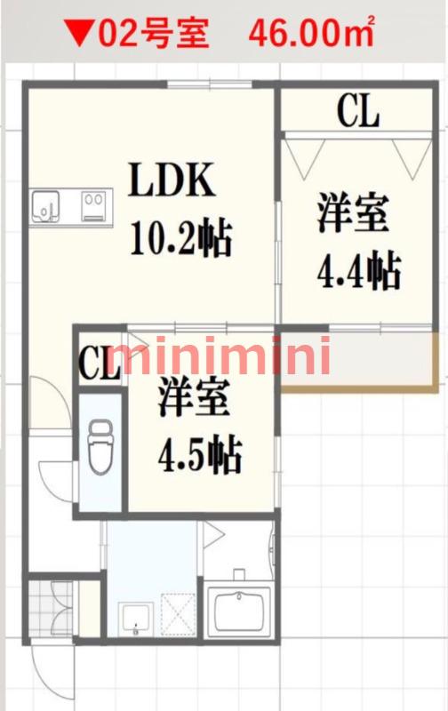 千里山東4丁目PJ(2LDK/3階)の間取り写真