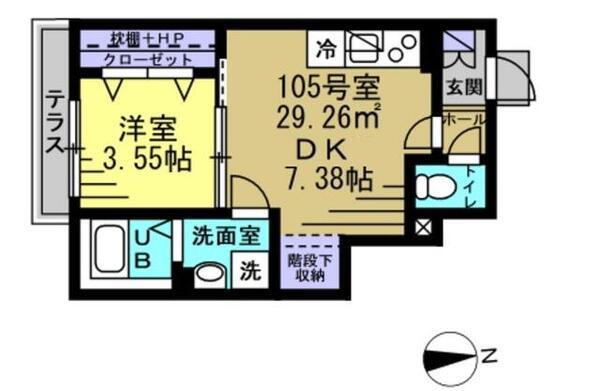 エージェイ南柏ファースト(1DK/1階)の間取り写真