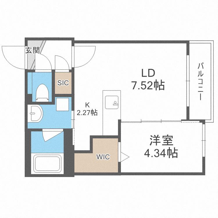 グランベール (1LDK/4階)の間取り写真
