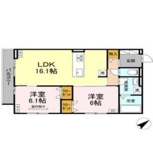 グレイスガーデン赤渋(2LDK/1階)の間取り写真