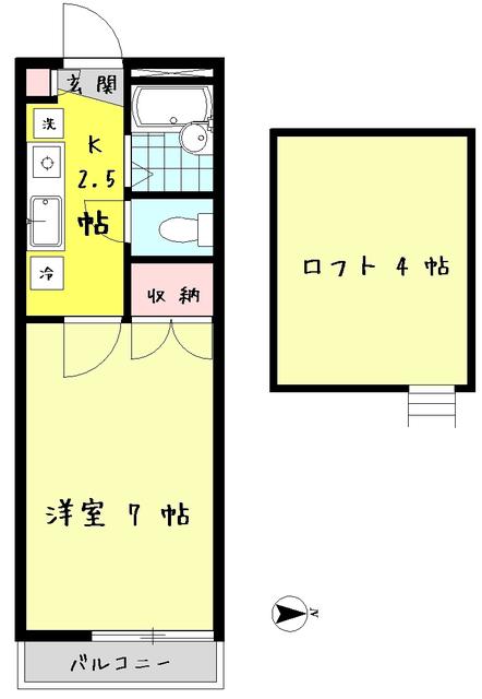 GRAND ROUR(1K/2階)の間取り写真
