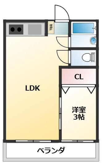 第1コーポマル光(1DK/1階)の間取り写真